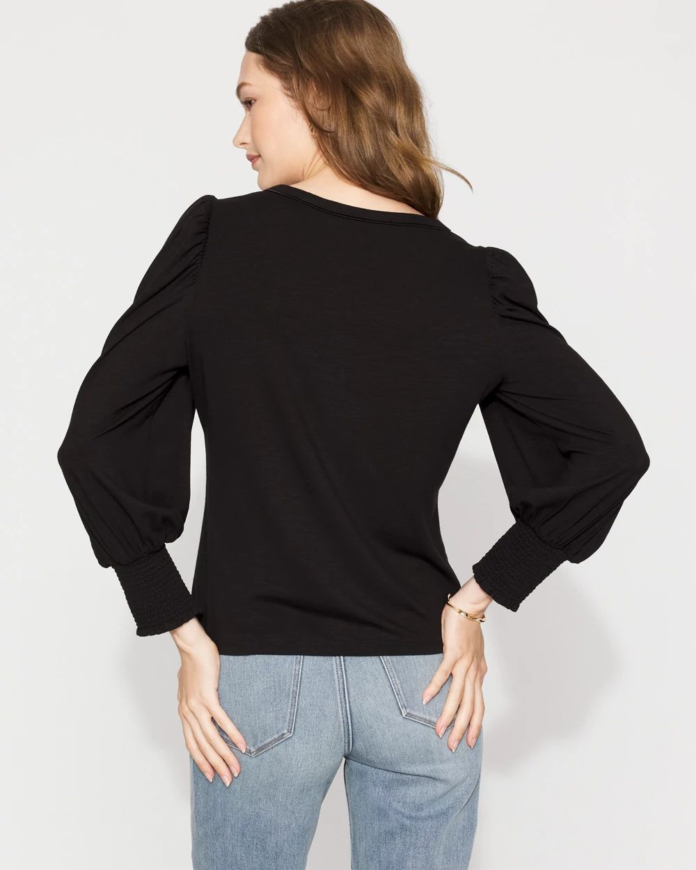 トップス wildfraulein 71 faded long sleeve tee Long Sleeve Tee with Smocked Cuffs | White House Black Market